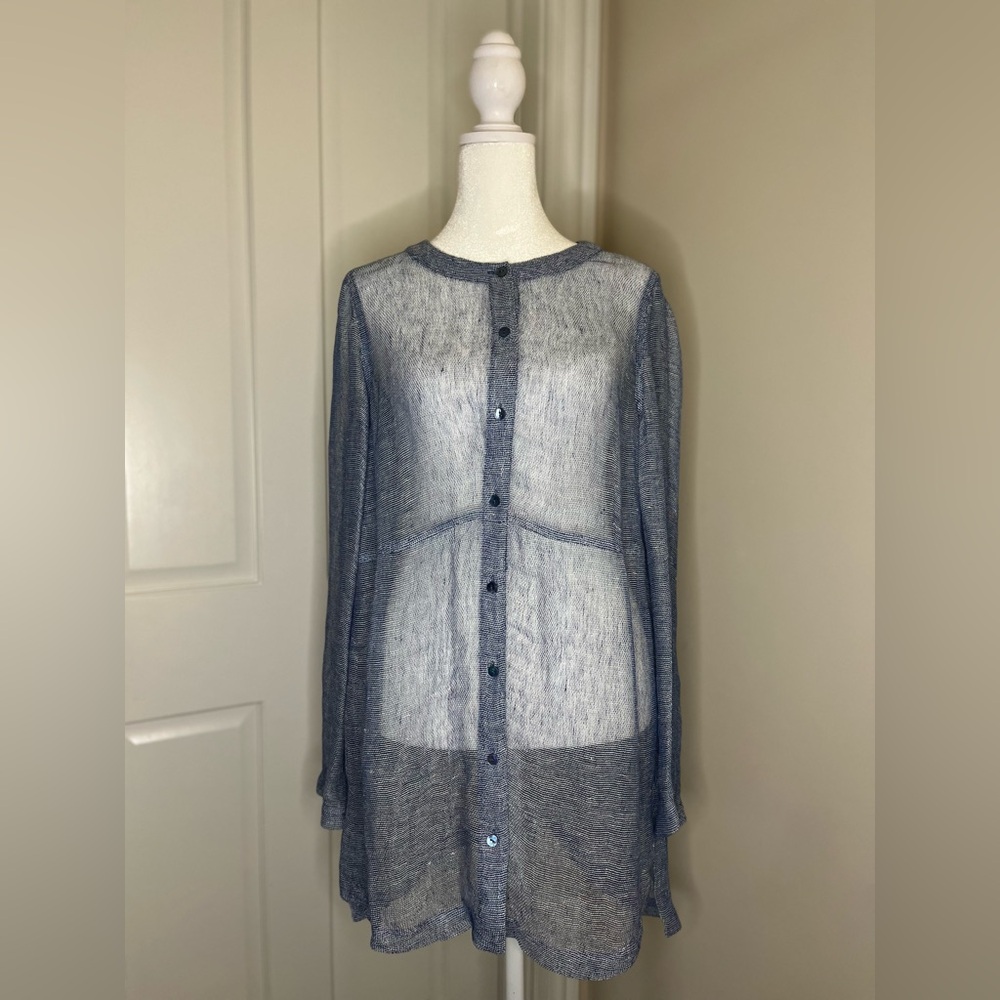 Eileen Fisher Women's Small Sheer Linen Button Down S/P - Picture 4 of 5